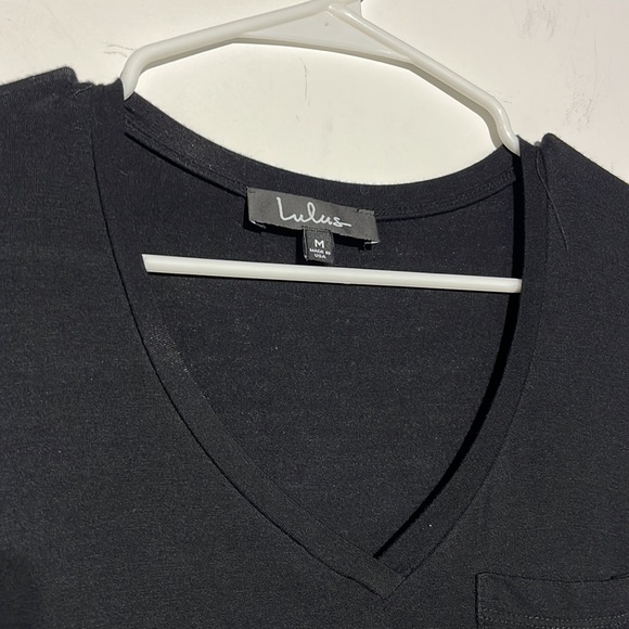 Lulus Black Stretchy V-neck Tee Shirt Dress Size M - Picture 4 of 8